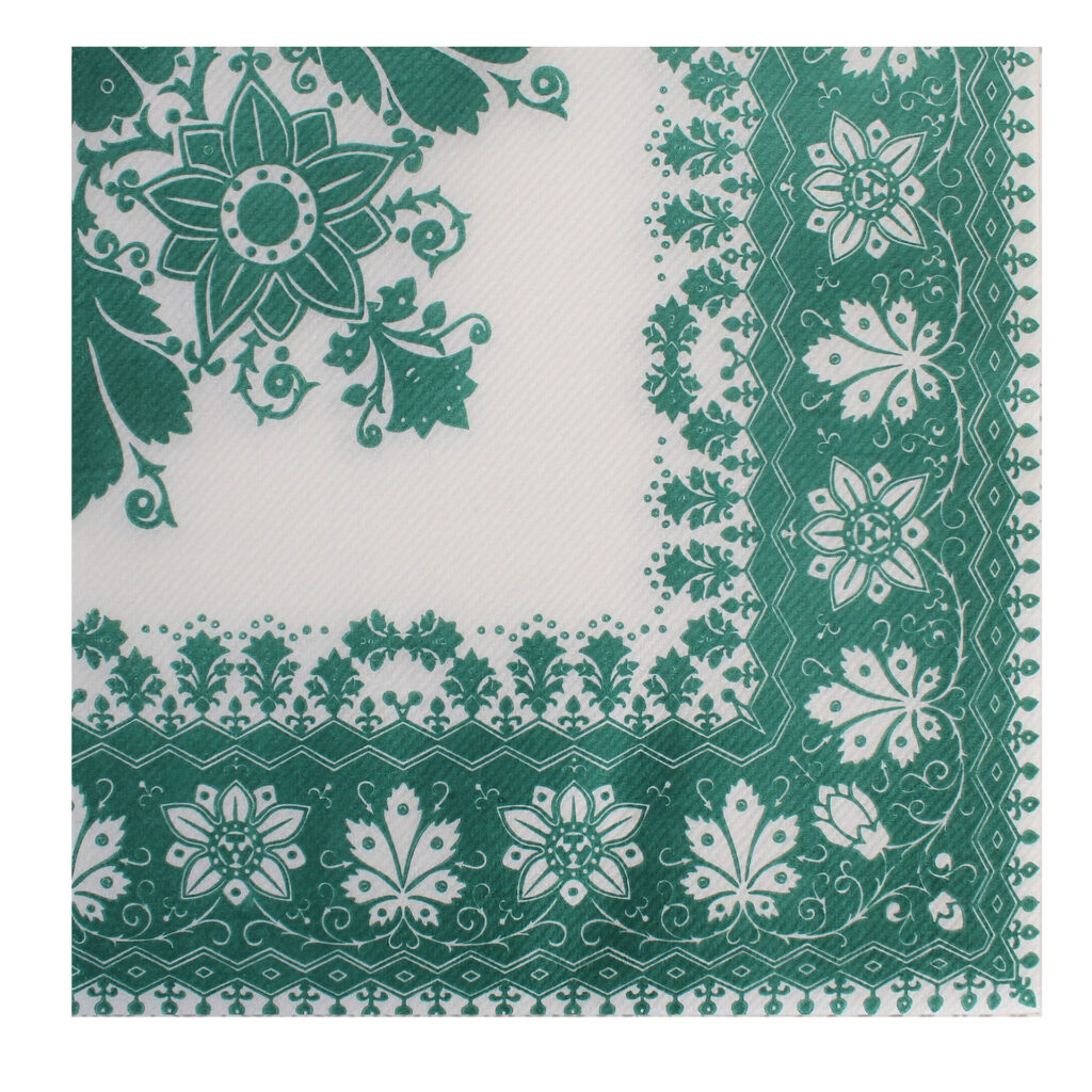 Green Ornamental Floral Napkins Airlaid Party Napkins