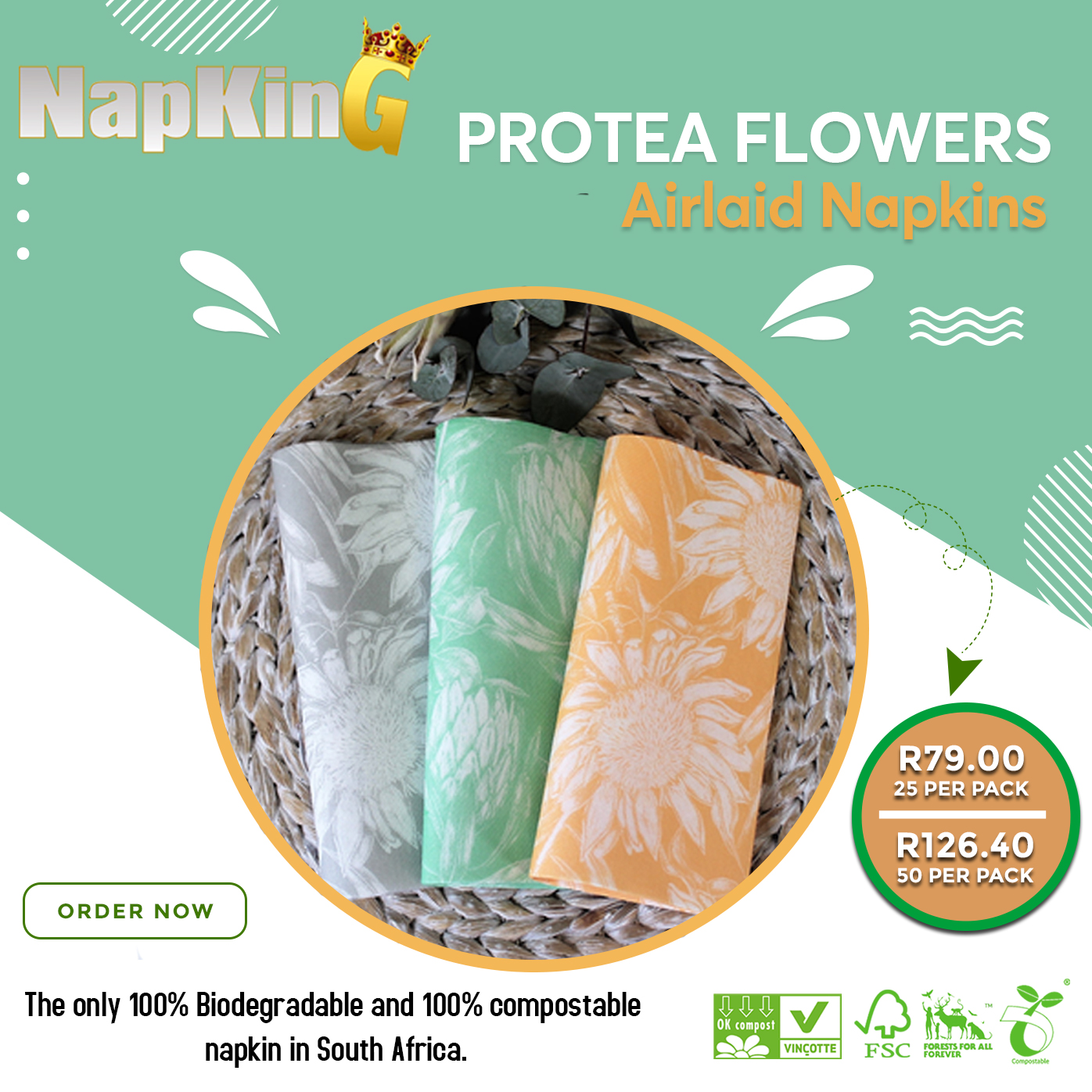 Protea-Flowers Airlaid Napkins