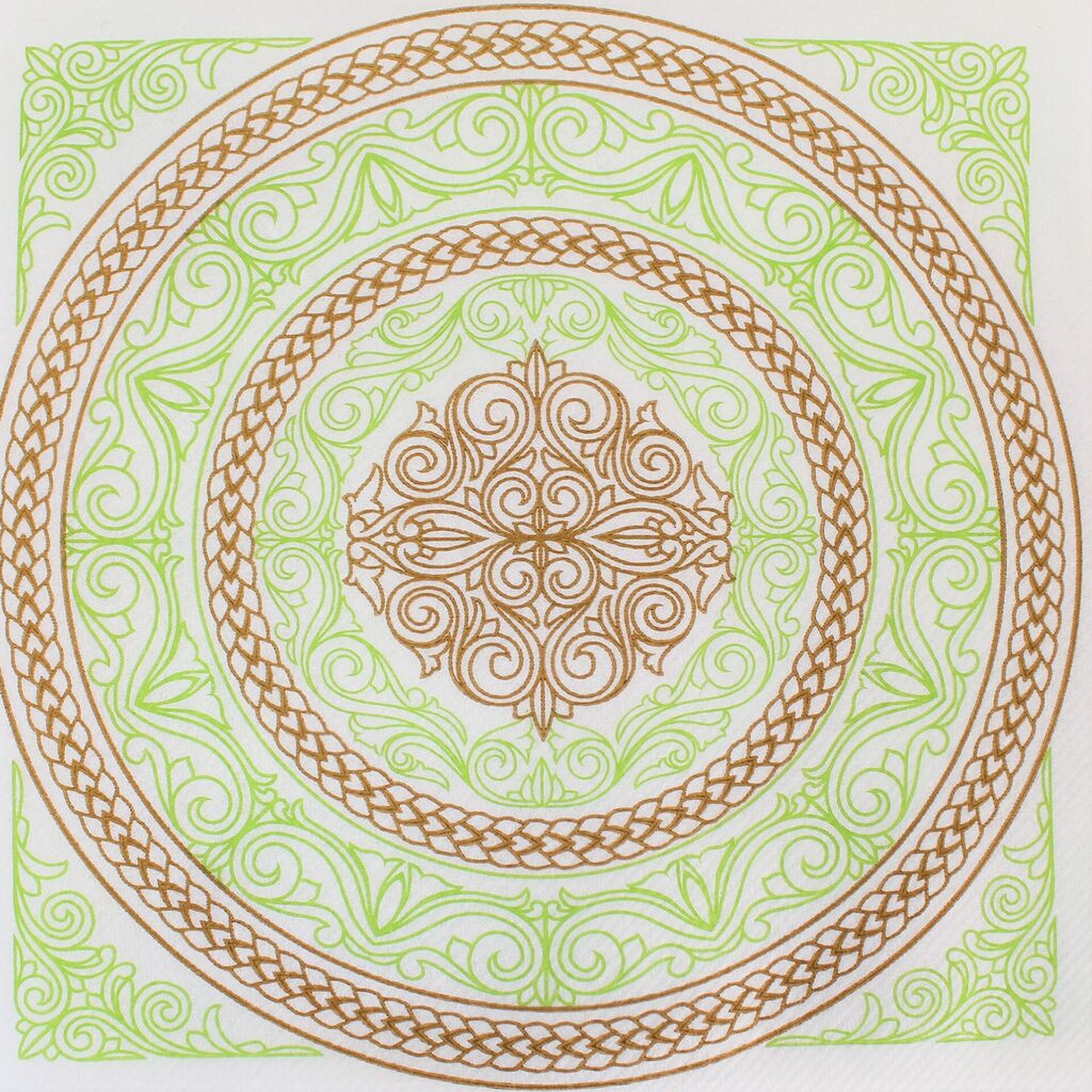 engagement party napkins-Ornamental-Circle-grande-napkins-green