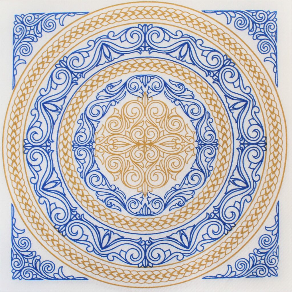 party napkins Ornamental-Circle-grande-napkins-blue